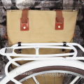 Canvas and Leather Bicycle Bag Pannier Shopping Tote Bag